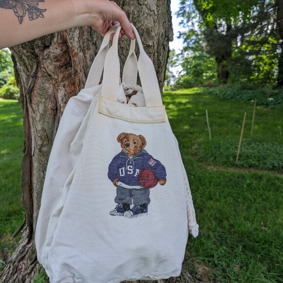 Beige Ralph Lauren Teddy Bag Basketball Vintage 90s main image 6